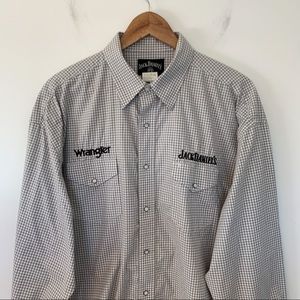 Wrangler Jack Daniel’s Men Size XL Shirt Check  Snaps Western Long Sleeves